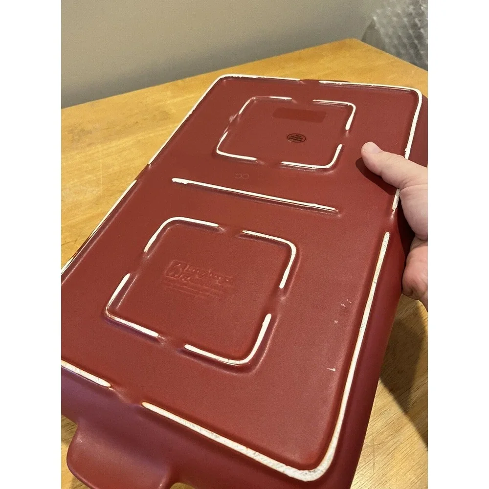 Longaberger Flameware Paprika Red Grill Pan Pottery Server Cookware‎ 18